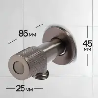 Кран угловой ZEIN engr, 1/2" &times; 1/2", кран-букса латунь/керамика, нерж. сталь, графит