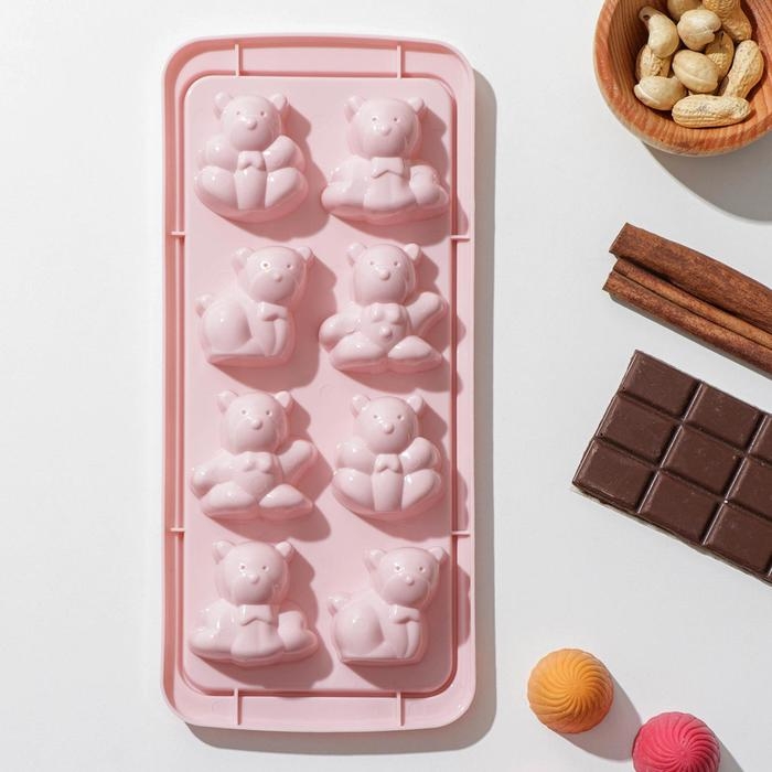 Форма для конфет и шоколада «Зверята», 8 ячеек, 25×11×2,5 см, цвет МИКС Форма для конфет и шоколада «Зверята», 8 ячеек, 25×11×2,5 см, цвет МИКС