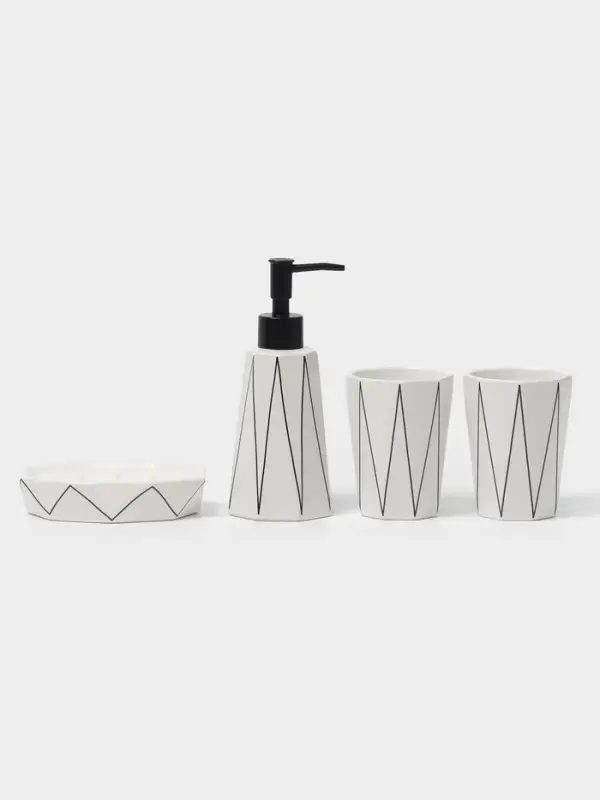 Аксессуары для ванной &laquo;Локо&raquo;, 4 предмета, дозатор для мыла 280 мл, мыльница, 2 стакана 250 мл, белые