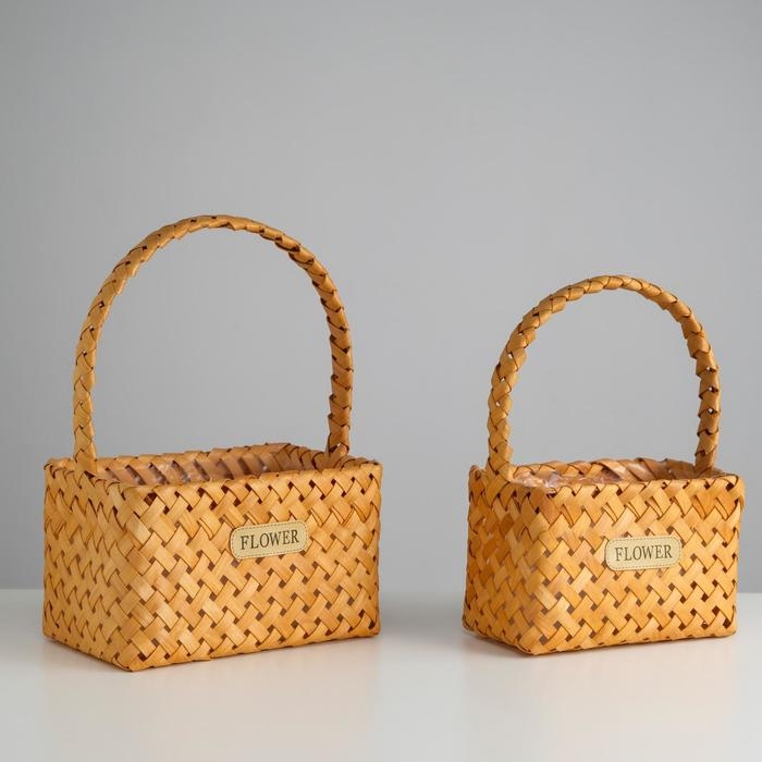 Набор корзин плетеных, секвойя, 23х14,5х13,5/31 см, 20х11,5х13/28 см, 2 шт. Набор корзин плетеных, секвойя, 23х14,5х13,5/31 см, 20х11,5х13/28 см, 2 шт.
