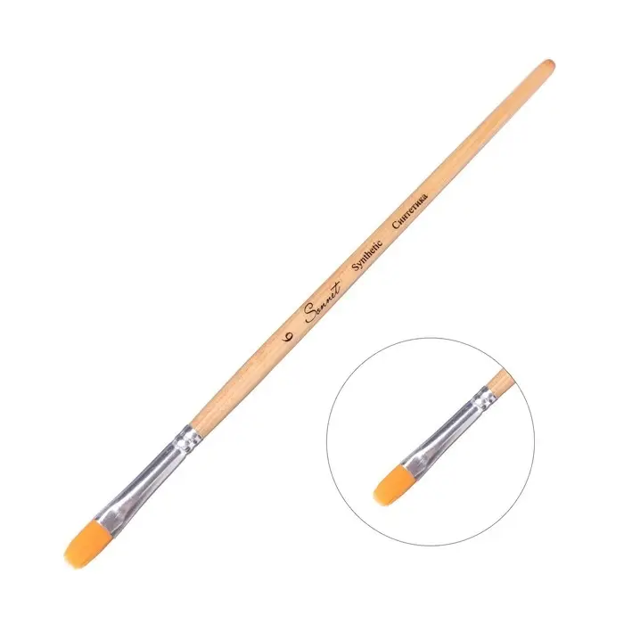 Кисть Синтетика Овальная ЗХК Кисть Синтетика Овальная ЗХК "Сонет" № 6 (8 мм), короткая ручка пропитана лаком