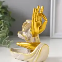 Подставка для благовоний &laquo;Мудры рук&raquo; стелющийся дым, беж с патиной, 10&times;5.5&times;11.7 см