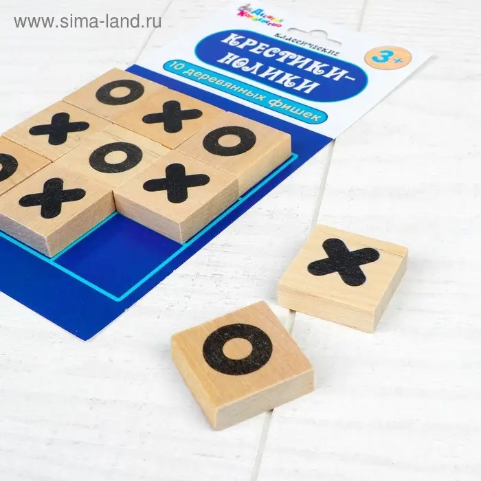 Игра  Игра "Крестики-нолики", деревянные фишки: 3 × 3 см