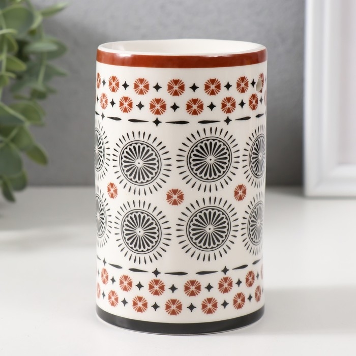 Аромалампа керамика  Аромалампа керамика "Геометрические цветы" 7,2х7,2х11,6 см