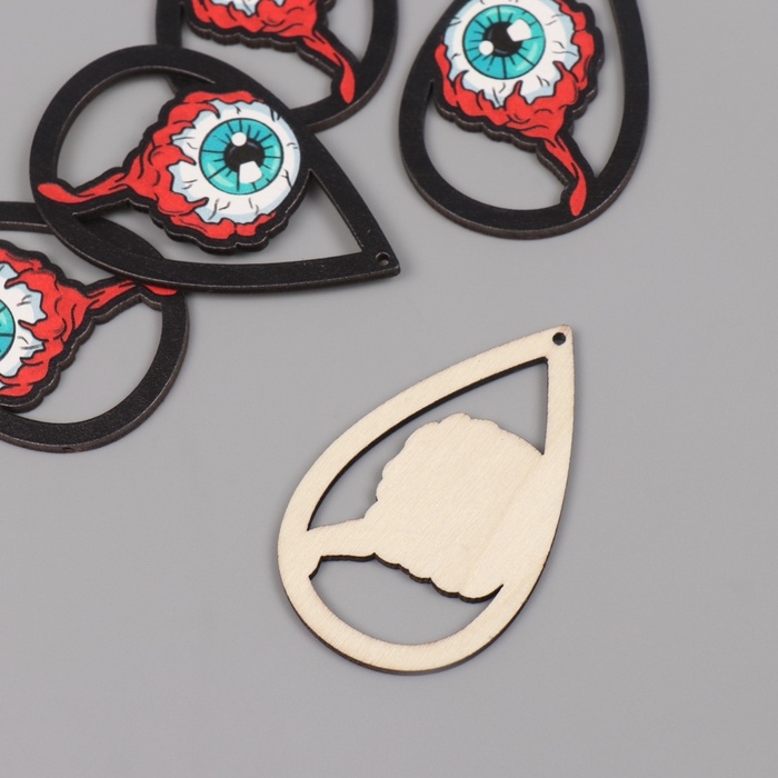 Декор для творчества дерево Декор для творчества дерево "Глаз" набор 5 шт 5,5х3,4х0,3 см