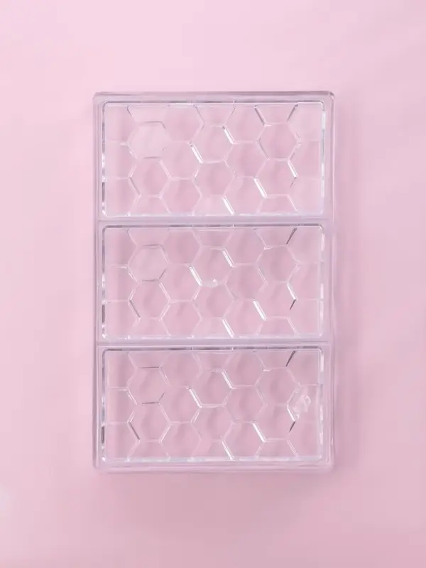 Форма для шоколада KONFINETTA &laquo;Соты&raquo;, пластик, 27.5&times;17.5&times;2.5 см, 3 ячейки 15.3&times;7.5&times;0.8 см, прозрачная