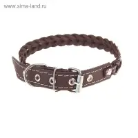 Ошейник кожаный плетеный, 42 х 2 см, ОШ 35-45 см, микс цветов