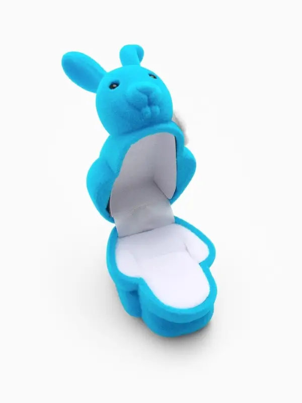 Футляр под серьги, кольцо &laquo;Кролик&raquo;, бархатный, 5.7&times;4.5 см, бирюзовый