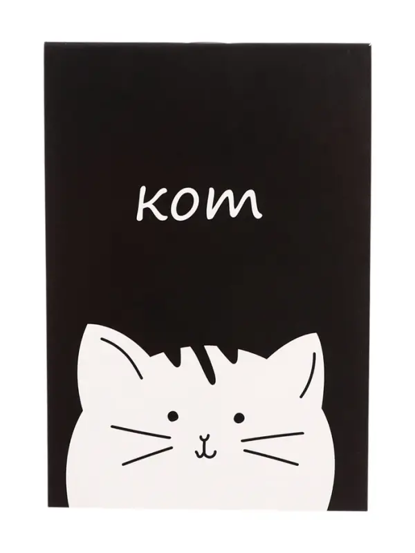 Блокнот А6, 32 листа в клетку на скрепке "Котэ", обложка мелованный картон, блок офсет, МИКС