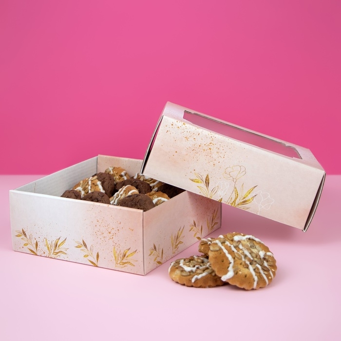 Коробка самосборная, крышка-дно, с окном, Коробка самосборная, крышка-дно, с окном,"Безмятежность" 14,5 х 14,5 х 6 см