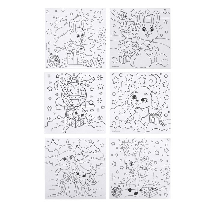 Ёлочные шары под раскраску на новый год «Время сказки», d=7 см, 6 шт, новогодний набор для творчества