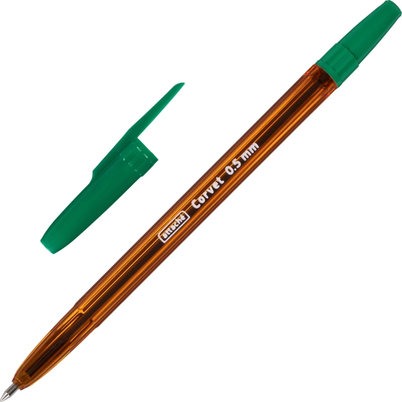 Ручка шариковая неавтомат. Attache Corvet масл,зел,0,5мм,оранж,Россия