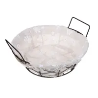 Корзина для мелочей тм VETTA Селеста, круглая, металл, лён, полиэстер, 21х21х7см, 2 дизайна