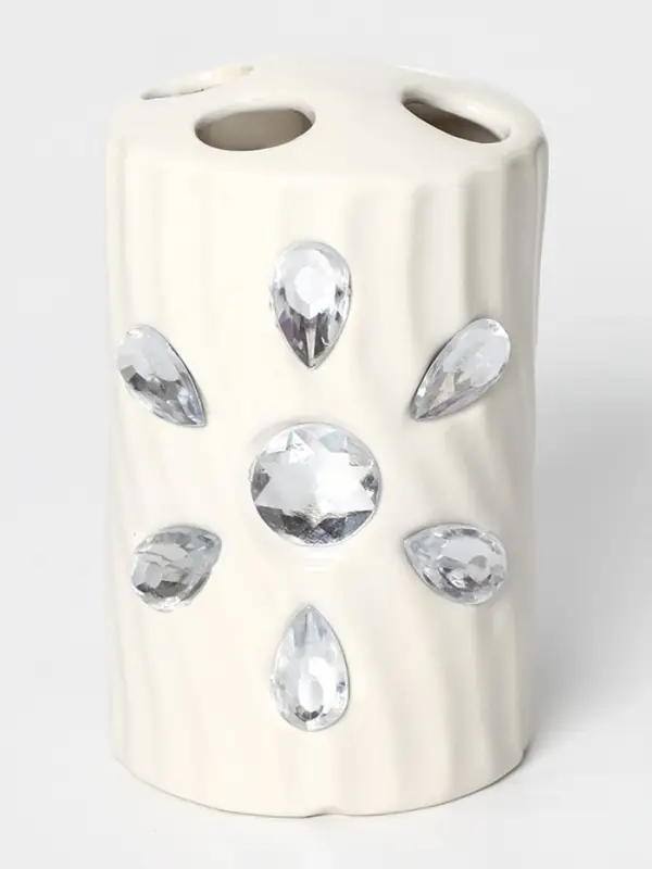 Аксессуары для ванной Доляна &laquo;Дерево&raquo;, 4 предмета, дозатор 300 мл, мыльница, 2 стакана, белые