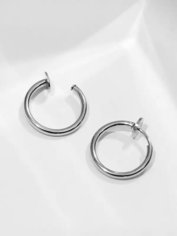 Пирсинг в ухо &laquo;Кольцо&raquo;, диск, d=11 мм, 2 шт. цвет серебро