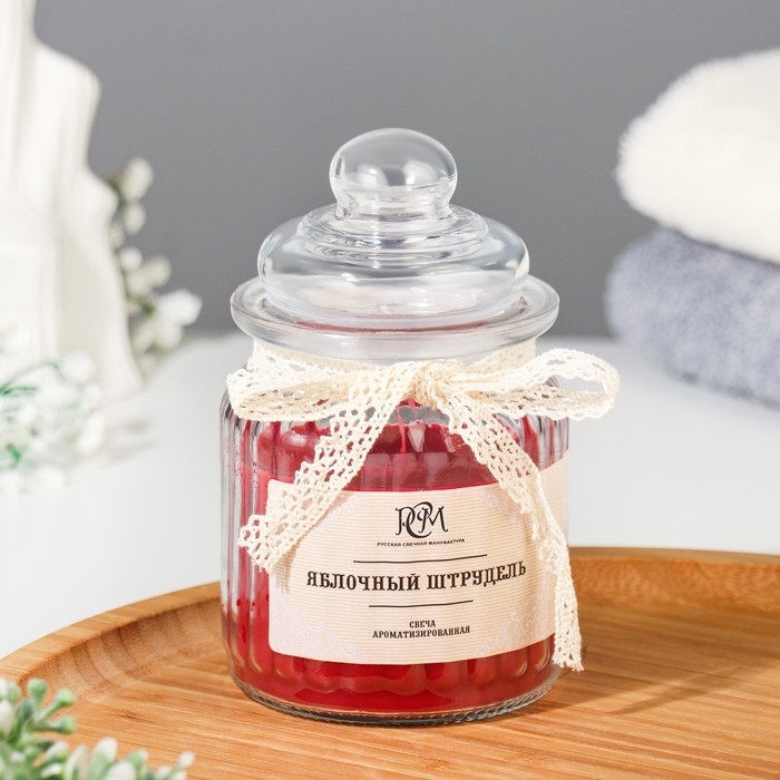 Свеча в банке ароматизированная  Свеча в банке ароматизированная "Яблочный штрудель" 180гр, время горения 45ч