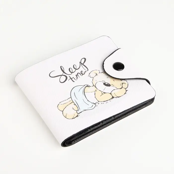 Кошелёк маленький Sleep time, детский, на кнопке, бежевый