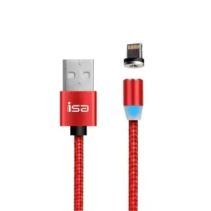 Кабель USB на Lightning 1.2m 2A магнитный MС-02 ISA красный