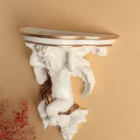 Декор настенный с полкой TAKE IT EASY &laquo;Ангел&raquo;, панно, 23.2&times;22 см, белая с золотом