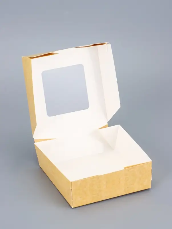 Коробка складная, с окном, крафт, 11.5&times;11.5&times;4 см