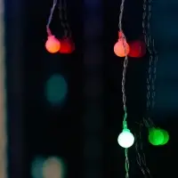 Гирлянда &laquo;Бахрома&raquo; 1.8&times;0.5 м с насадками &laquo;Шарики&raquo;, IP20, прозрачная нить, 48 LED, свечение мульти (RG/RB), мигание, 220 В