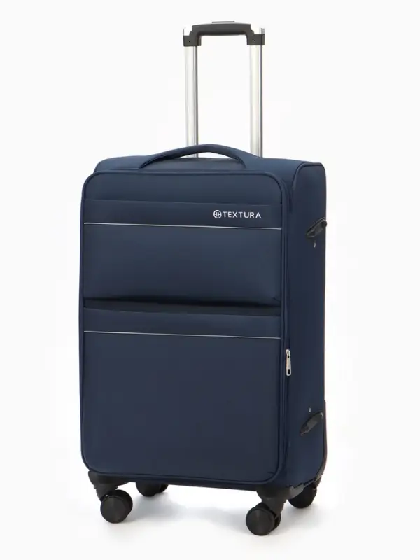 Чемодан на колёсах TEXTURA, с увеличением, кодовый замок, 42&times;26&times;68 см, 24", синий