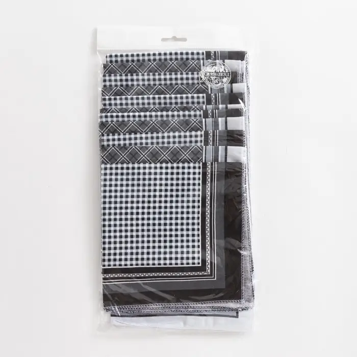 Платки носовые мужские &laquo;Этель&raquo;, 30&times;30 см, набор 12 шт., хлопок 100%, рисунок МИКС, чёрные