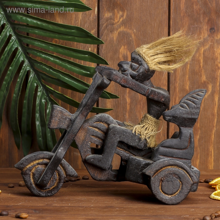 Сувенир «Абориген на мотоцикле», 20 см, дерево, МИКС Сувенир «Абориген на мотоцикле», 20 см, дерево, МИКС