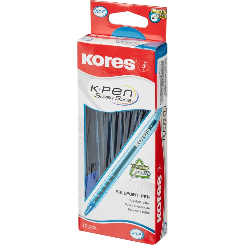 Ручка шариковая неавтомат. KORES К1 F(0,7мм) треуг.корп, син.ст.39511
