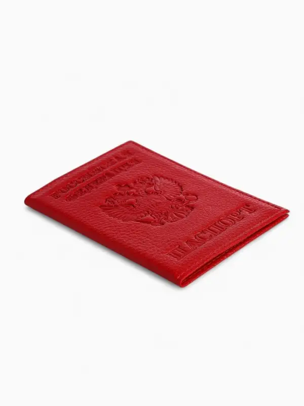 Обложка для паспорта, с гербом, красная