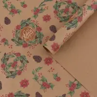 Бумага упаковочная бурый крафт &laquo;С новым годом!&raquo;, 1 лист, 70&times;100 см
