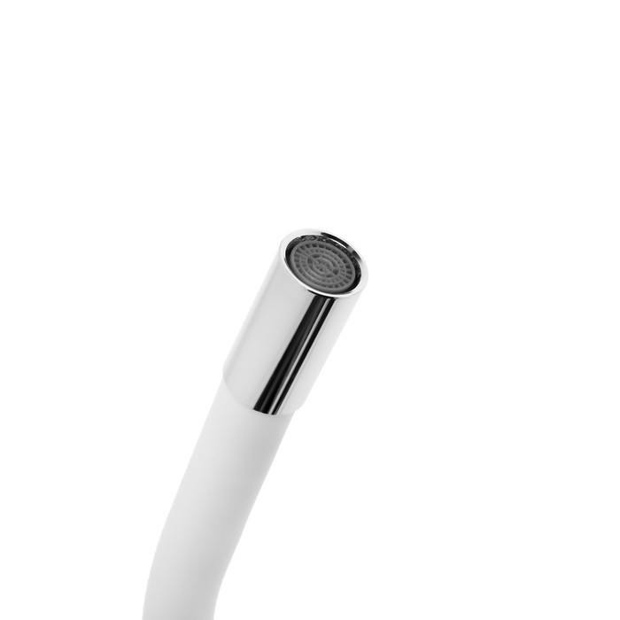 Смеситель для кухни ZEIN Z2229, гибкий силиконовый излив, картридж керамика 40 мм, белый Смеситель для кухни ZEIN Z2229, гибкий силиконовый излив, картридж керамика 40 мм, белый