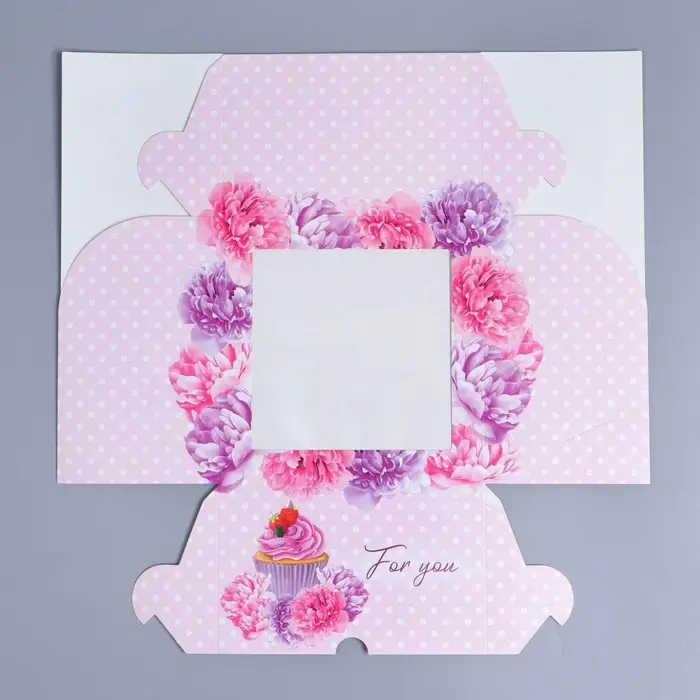 Коробка для капкейков, кондитерская упаковка с окном, 4 ячейки «Пионы», 16 х 16 х 10 см Коробка для капкейков, кондитерская упаковка с окном, 4 ячейки «Пионы», 16 х 16 х 10 см