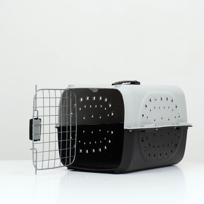Переноска для животных пластиковая с металлической дверью 47 х 30 х 35 см, вес до 12 кг, серая  9347 Переноска для животных пластиковая с металлической дверью 47 х 30 х 35 см, вес до 12 кг, серая  9347