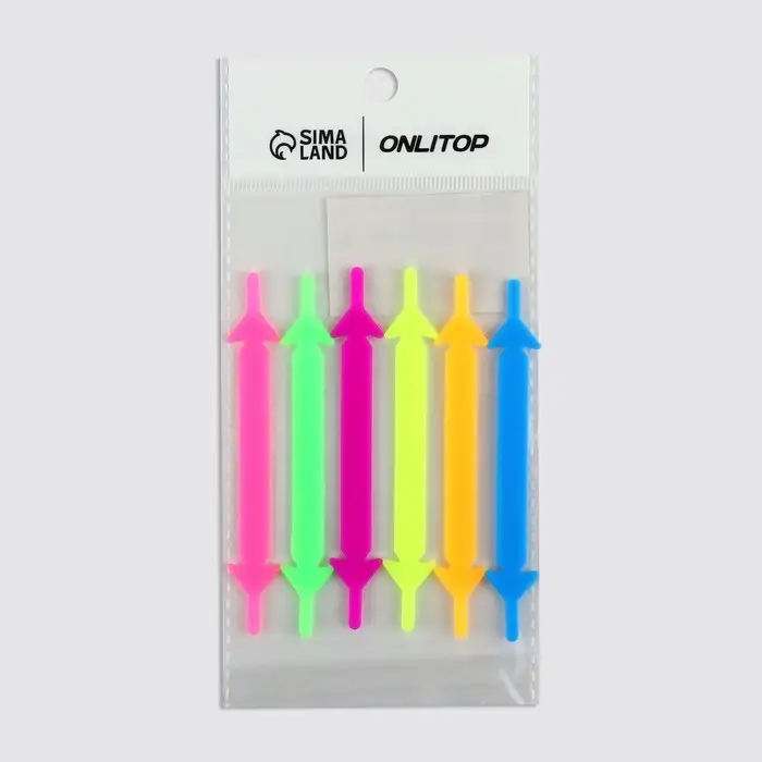 Набор шнурков для обуви, 6 шт., силиконовые, плоские, 13 мм, 9 см, цвет «радужный»