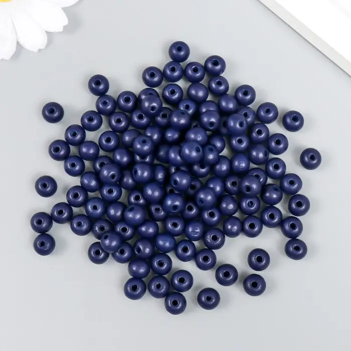 Бусины для творчества дерево "Синий" d-0,8 см, набор 20 гр