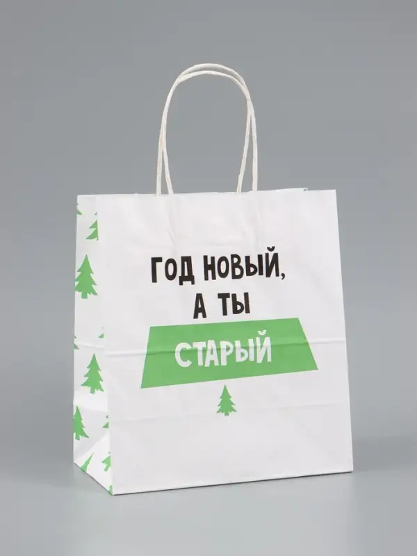Пакет подарочный, крафтовый &laquo;Новогодний&raquo;, 22&times;25&times;12 см