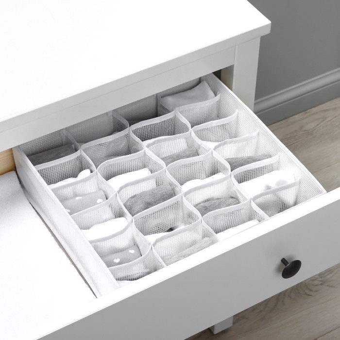 Органайзер для хранения белья LaDо́m, 24 ячейки, 32×32×10 см, цвет белый Органайзер для хранения белья LaDо́m, 24 ячейки, 32×32×10 см, цвет белый