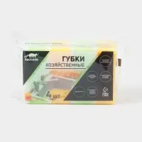 Набор губок для мытья посуды Raccoon &laquo;Ренессанс&raquo;, 4 шт., 9&times;6.5&times;3.5 см, крупнопористый поролон, жёлтый, зелёный