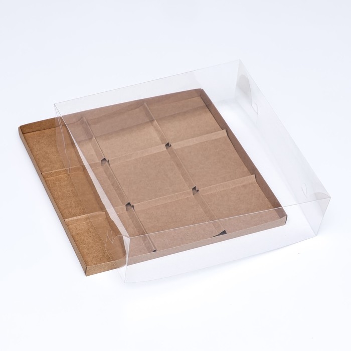 Коробка для муссовых пирожных 9 штук 30x30x8, Крафт Коробка для муссовых пирожных 9 штук 30x30x8, Крафт