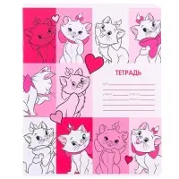 Тетрадь в крупную клетку 12 листов, 1 сентября, 5 видов МИКС, обложка мелованный картон, Коты Аристократы
