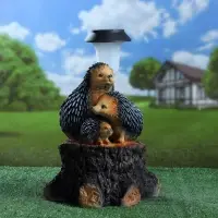 Садовая фигура - фонарь из полистоуна &laquo;Три ежа на пне&raquo;, 27&times;26&times;34 см