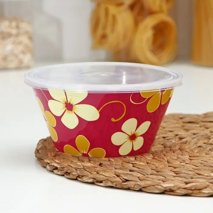 Салатник с крышкой, d=15 см, цвет МИКС