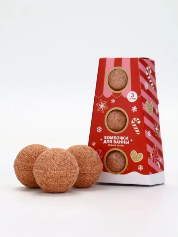Бомбочки для ванны, аромат пряное какао, набор 3 шт х 40 г, URAL LAB Бомбочки для ванны, аромат пряное какао, набор 3 шт х 40 г, URAL LAB