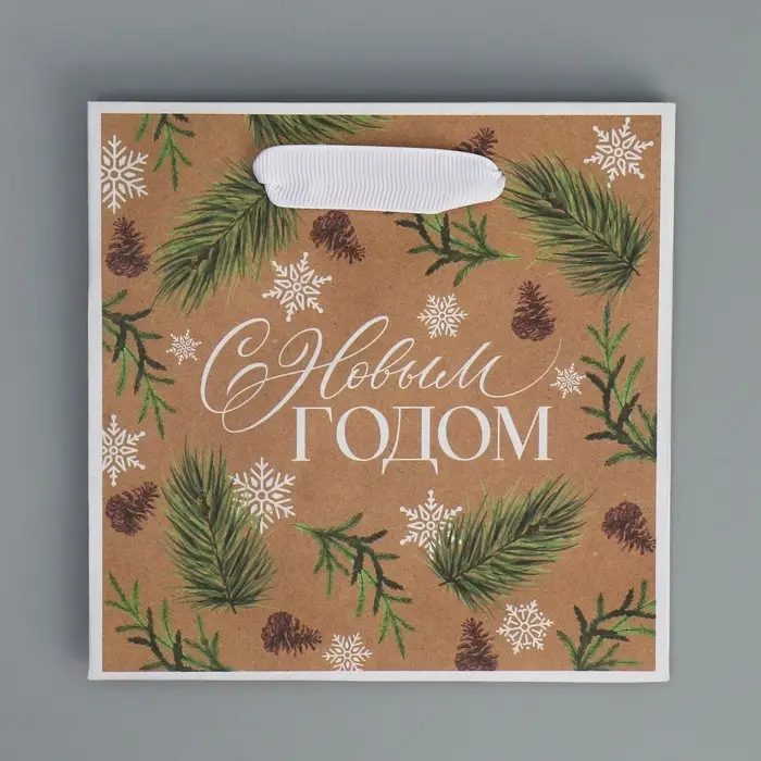 Пакет подарочный новогодний крафтовый квадратный «Сказка», 14 х 14 х 9 см Пакет подарочный новогодний крафтовый квадратный «Сказка», 14 х 14 х 9 см