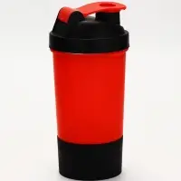Шейкер спортивный для коктейлей и протеина, с чашей, красно-чёрный, 500 мл