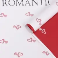 Пленка флористическая для цветов, &laquo;Двойные сердца&raquo;, красная, 57&times;57 см