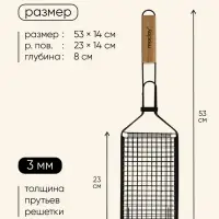 Корзина для барбекю maclay, 23&times;14 см, нержавеющая сталь, для мангала