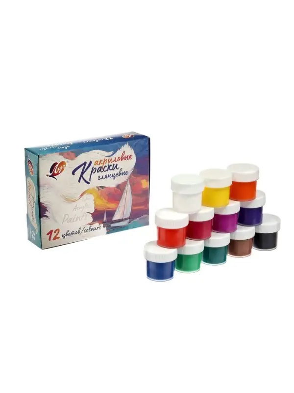 Краска акриловая, набор 12 цветов &times; 20 мл, &laquo;Луч&raquo; художественные