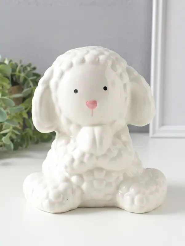 Копилка для денег керамика &laquo;Милый барашек с сердцем&raquo;, белая, 17&times;11&times;15.1 см